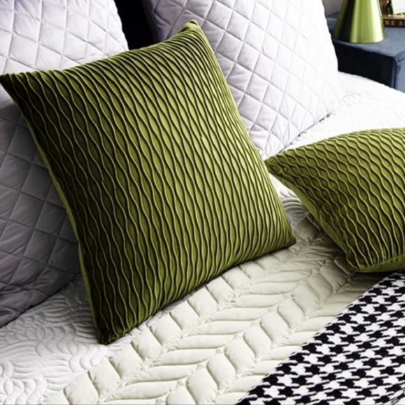 XL Set of 2 Matcha Green Tea Soft Ripple Corduroy Velvet Pillow Covers Pillows - Picture 5 of 12